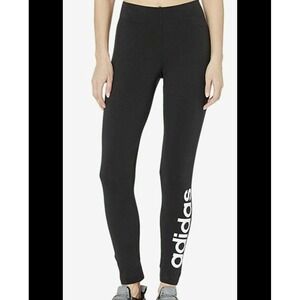 Adidas Essentials Linear Black Cotton Leggings Womens Medium Slim Fit Tights